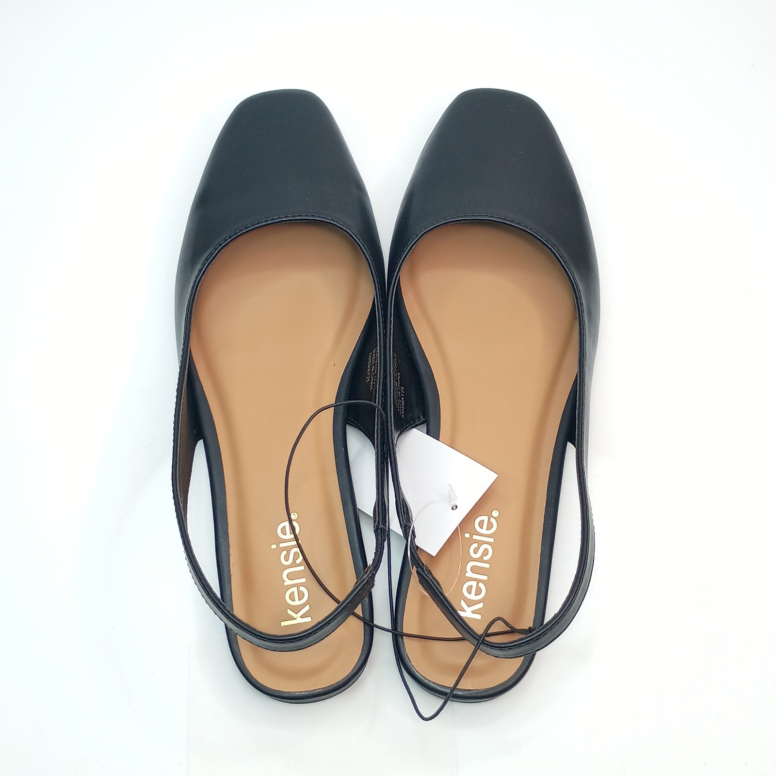Kensie Felice Flats Slingback Square Toe Women Size 9 Black Block Heel Slingback