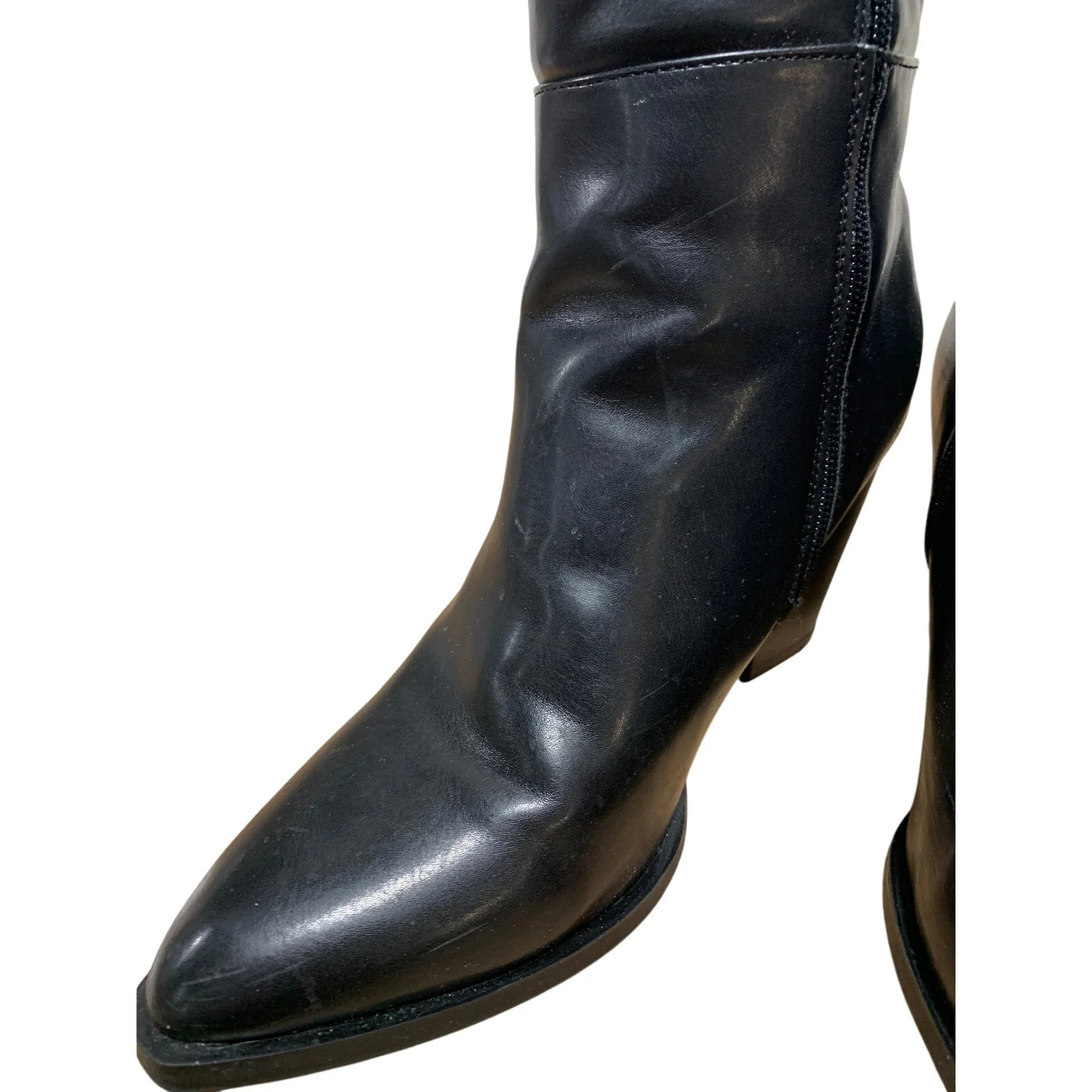 Vepose Womens Size 9 Black 3.5″ Heel Knee High Boots Closed Pointed Toe Shoes