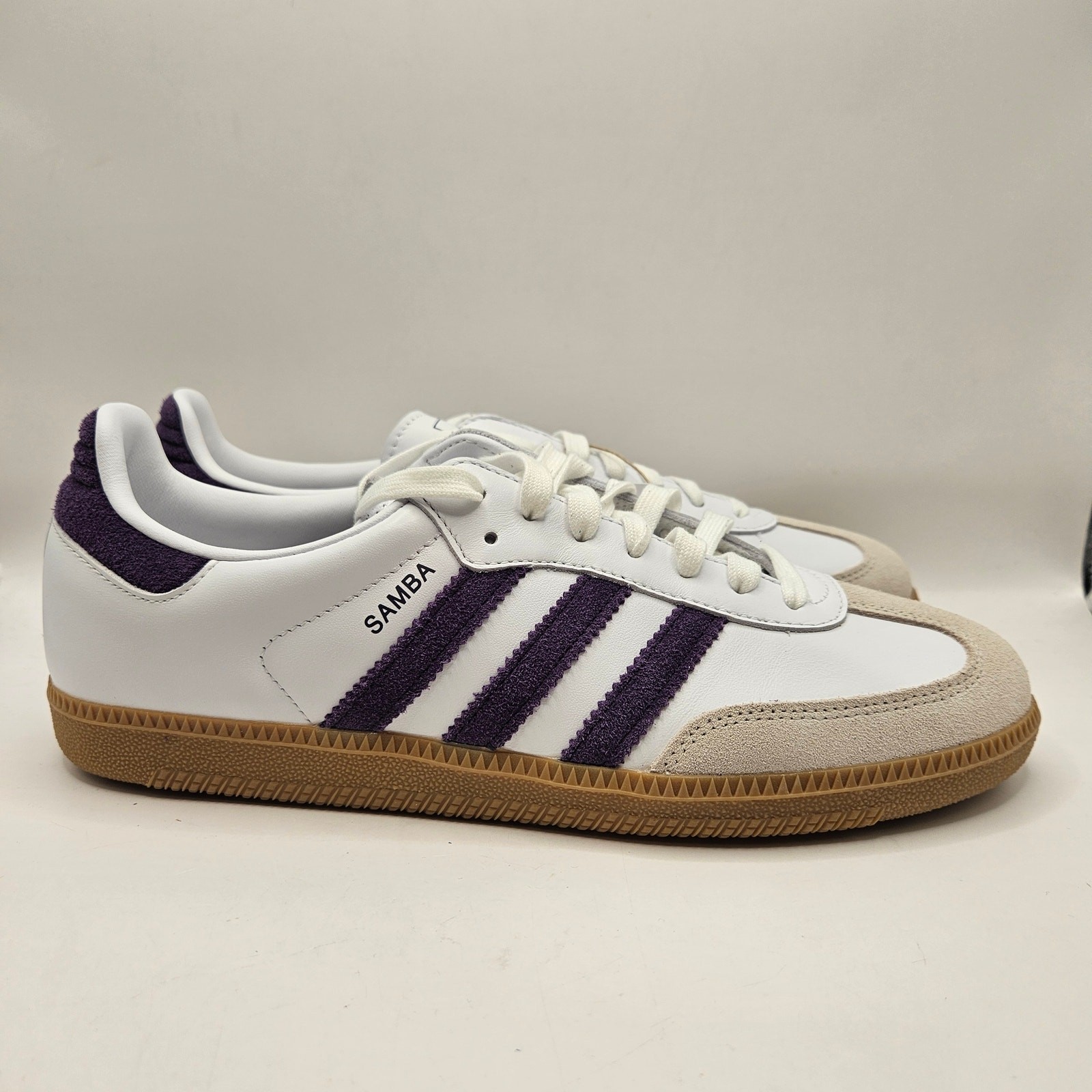 ADIDAS ORIGINALS WOMEN’S 10 SAMBA OG WHITE ALUMINA AURORA PLUM NWOB JS1392
