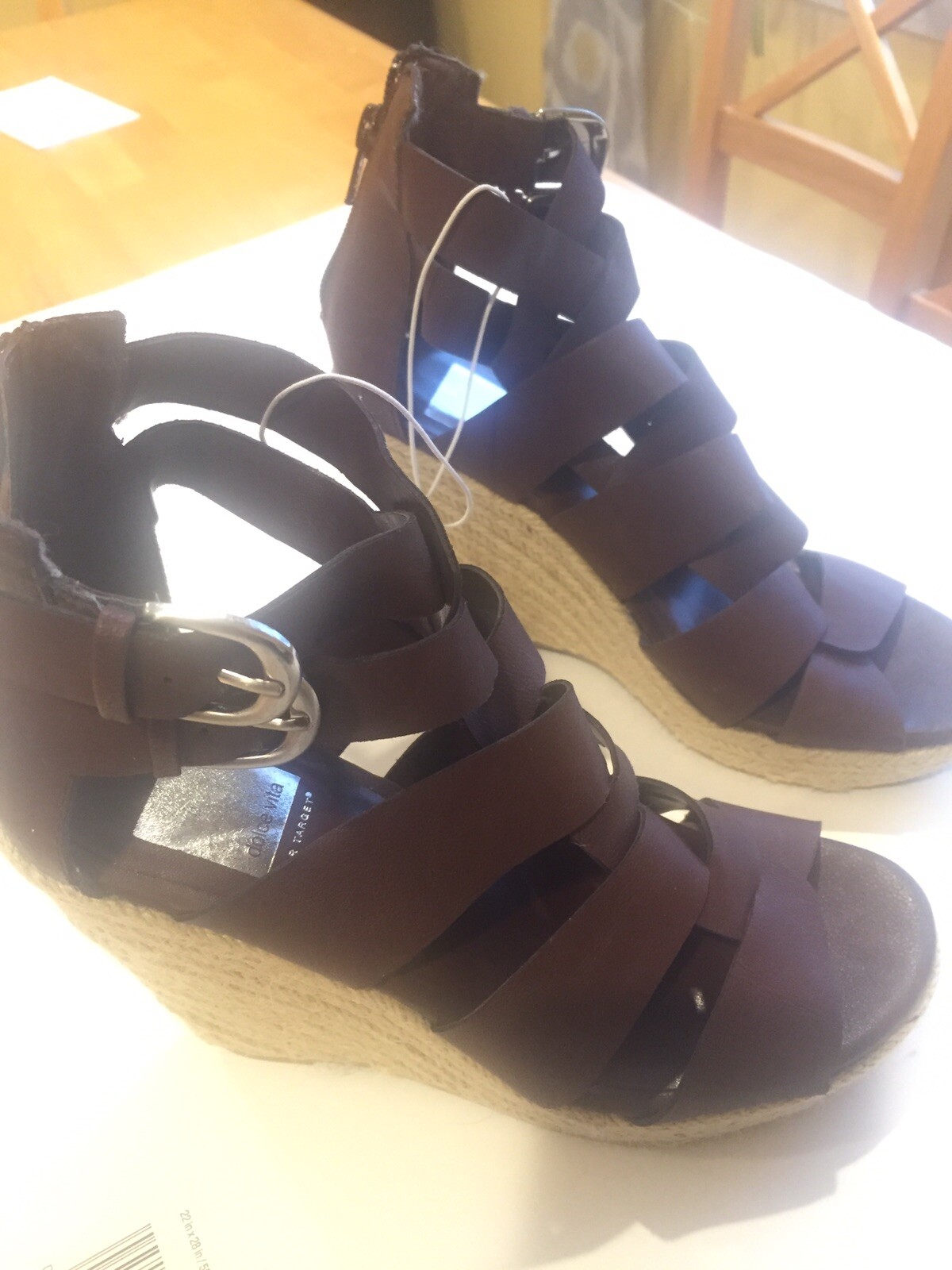 Women’s sz 6.5 Brown Sandal DV DOLCE VITA Leather Strappy Ankle Strap Wedge