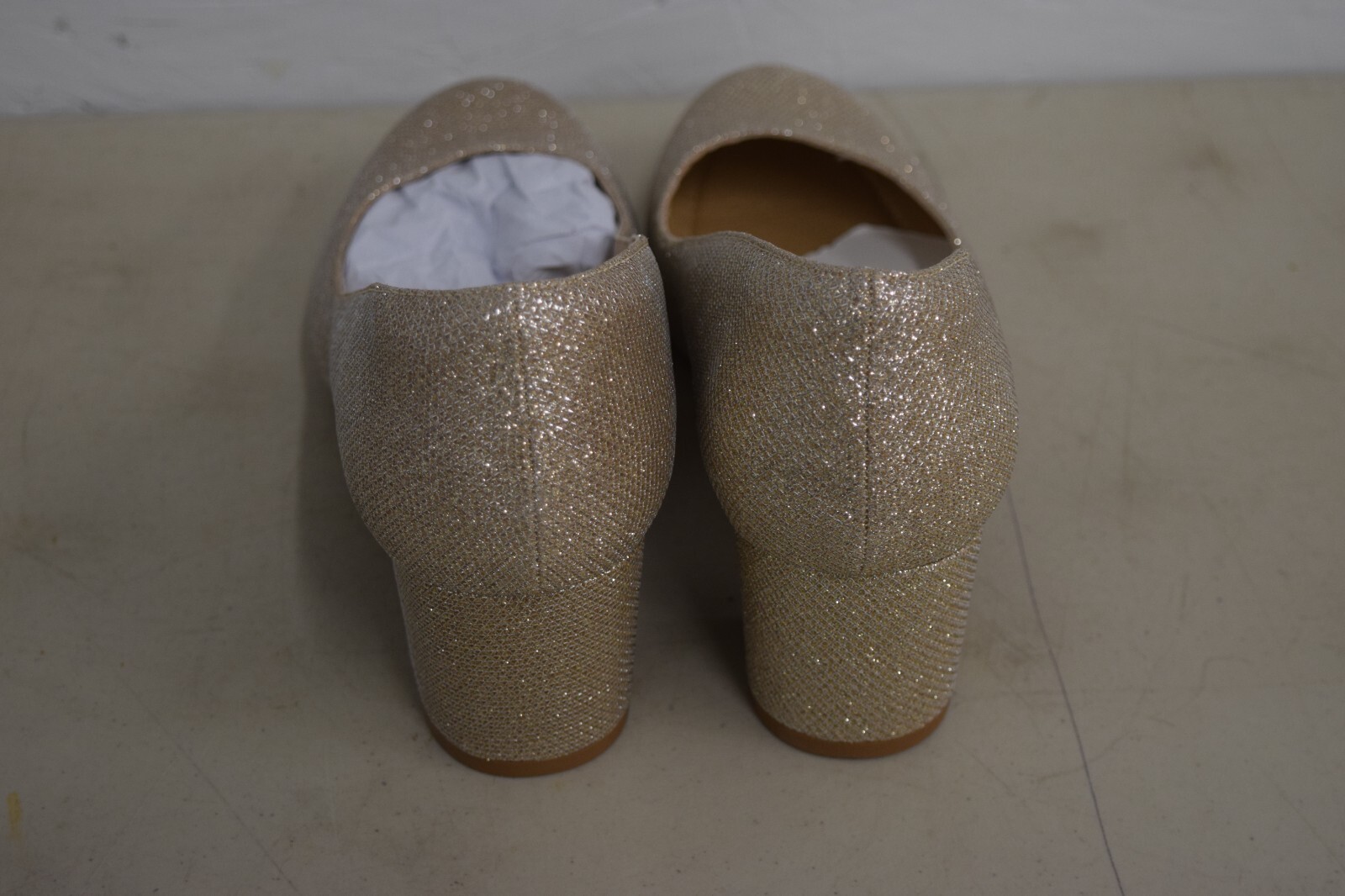 Mysoft Gold Glitter Chunky Heel Pumps Size 10
