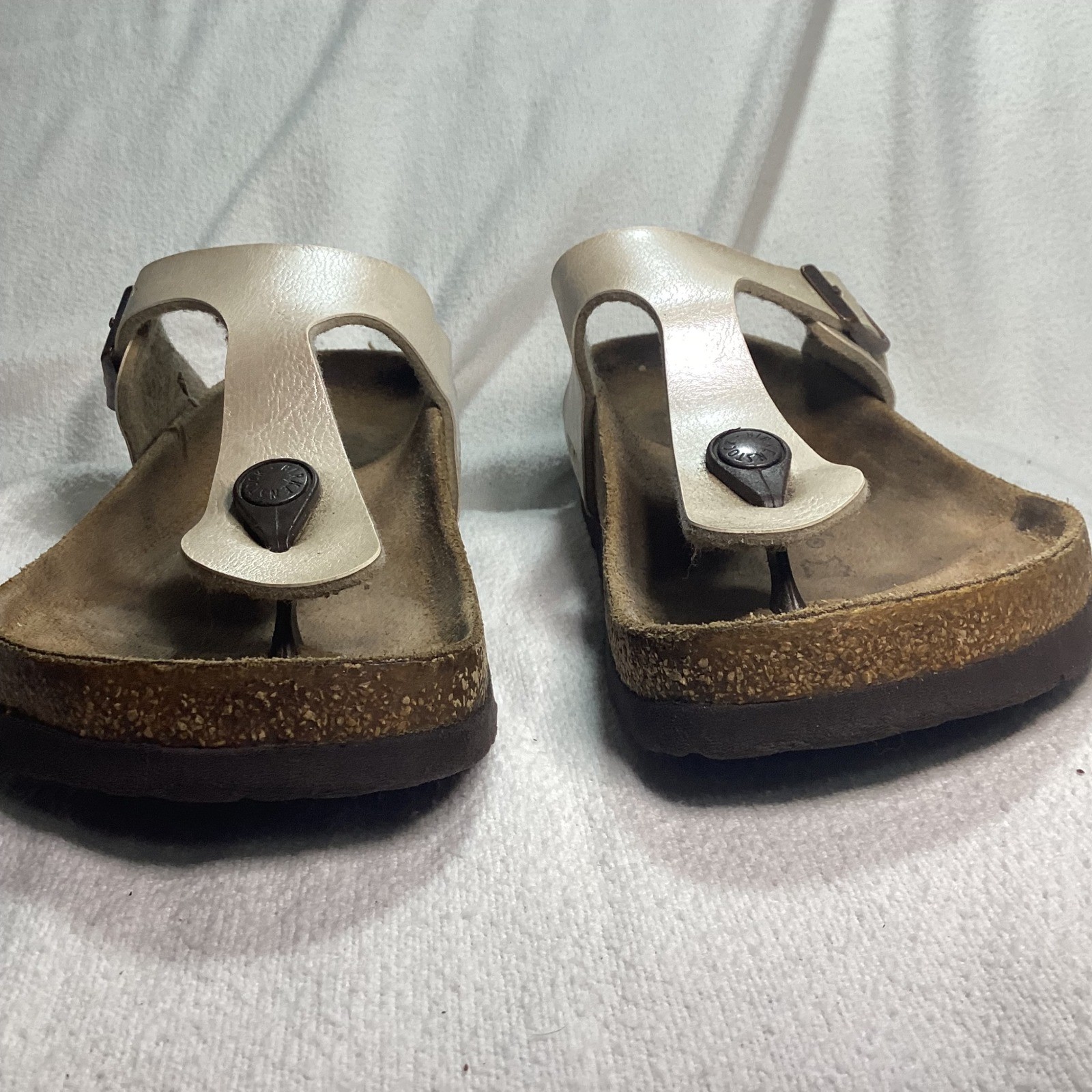 Birkenstock Gizeh Metallic Pearl White Thong Sandals EU 37 US Women 6-6.5 Reg