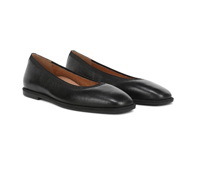 VIONIC Caroll 2.0 Ballet Flat, Black Leather New