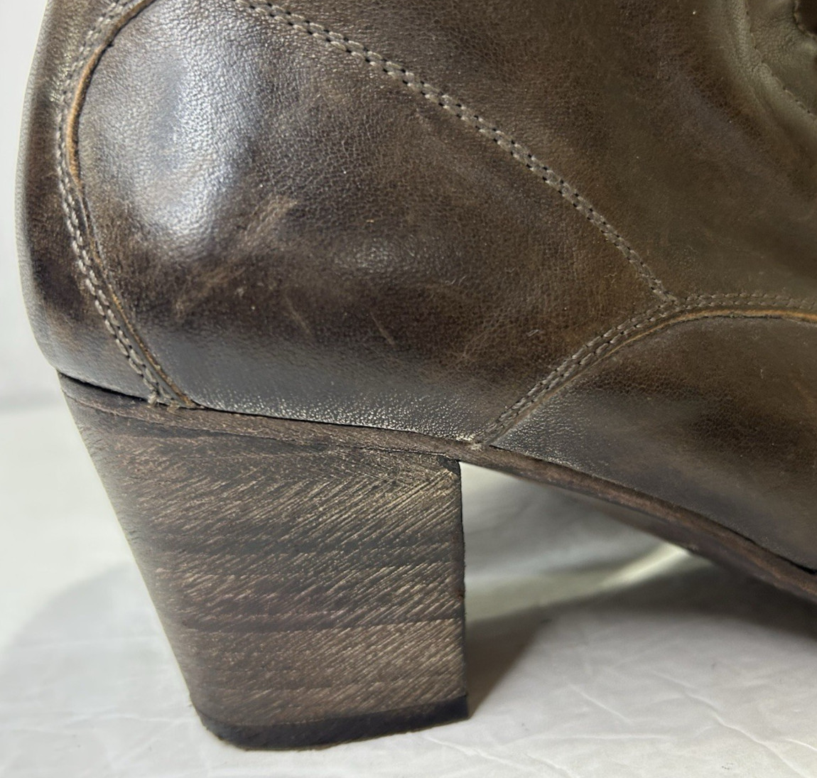 N.D.C. Made by Hand Ankle Boots Women 40 9.5 Brown Leather Lace-Up Heeled Spain