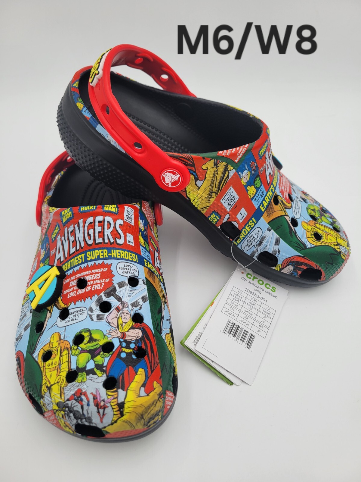 Crocs Marvel Avengers Comics Disney Parks Classic Clogs Shoes W8/M6 Adult NWT