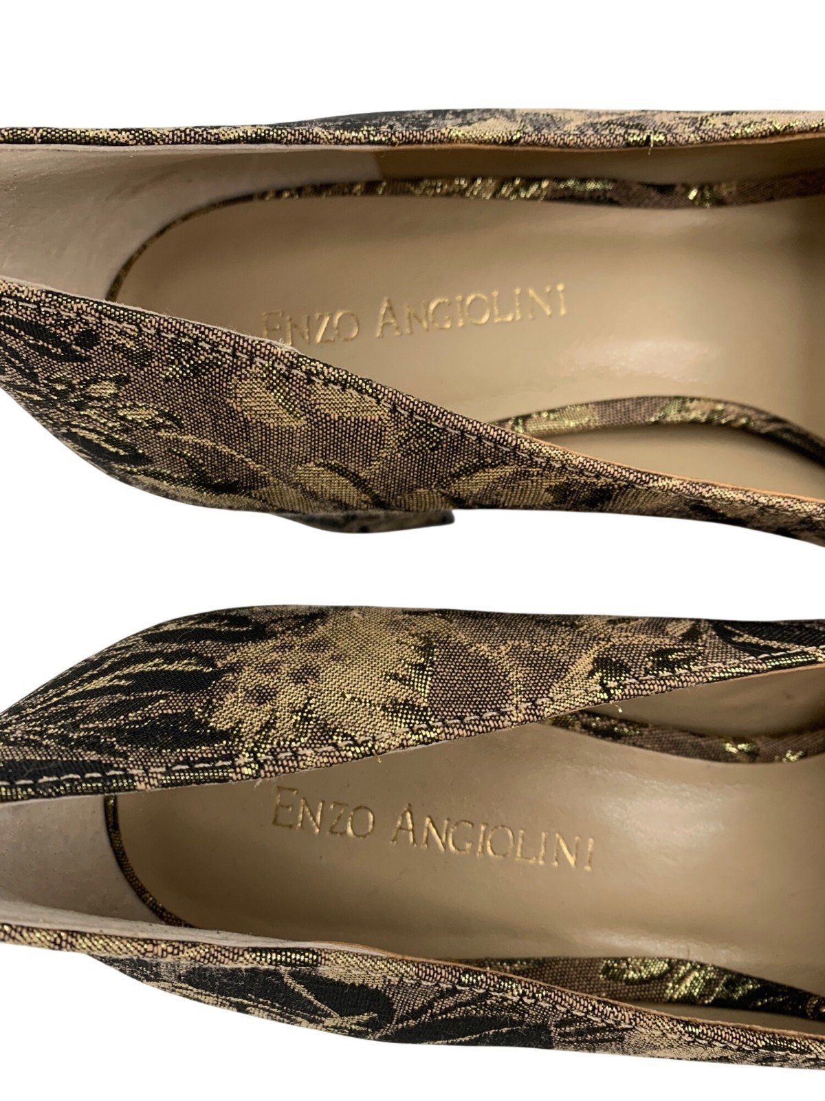 Enzo Angiolini Denna Womens Brocade Floral Pointed Toe Heels 8.5M Gold & Black