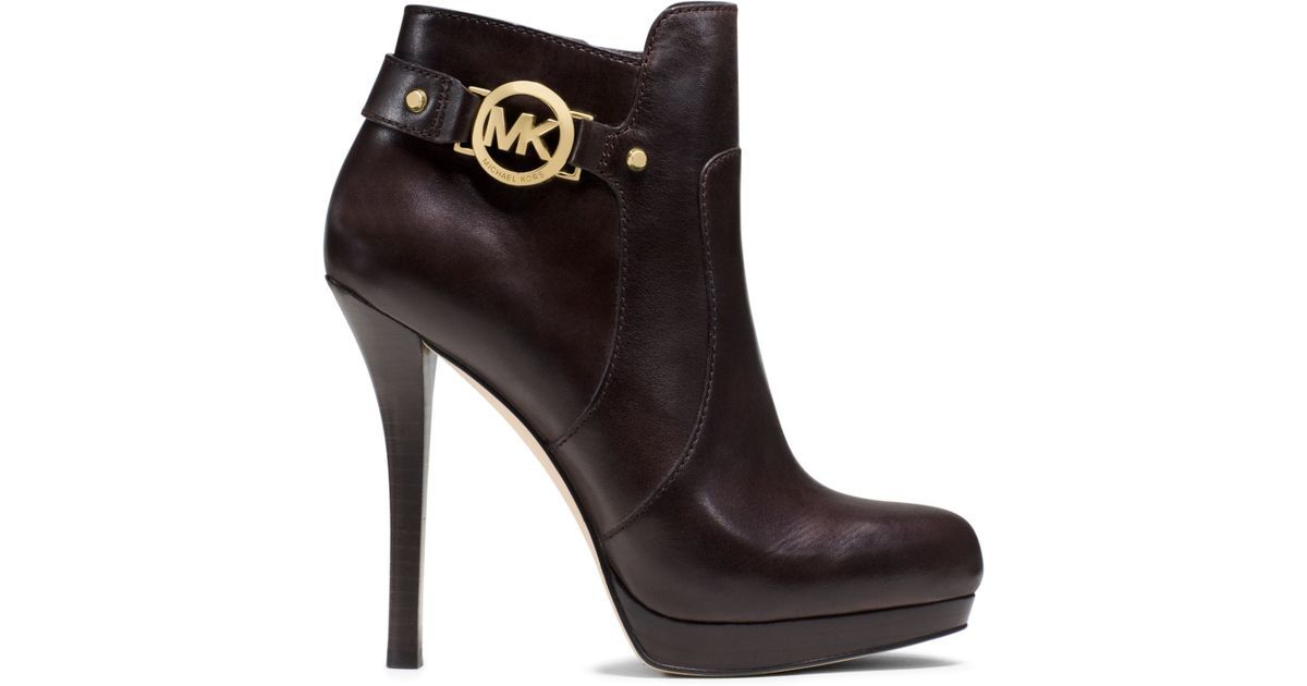 MICHAEL KORS WYATT GOLD MK LOGO ZIPPER ANKLE BOOTS US 9.5 10 11 I LOVE SHOES
