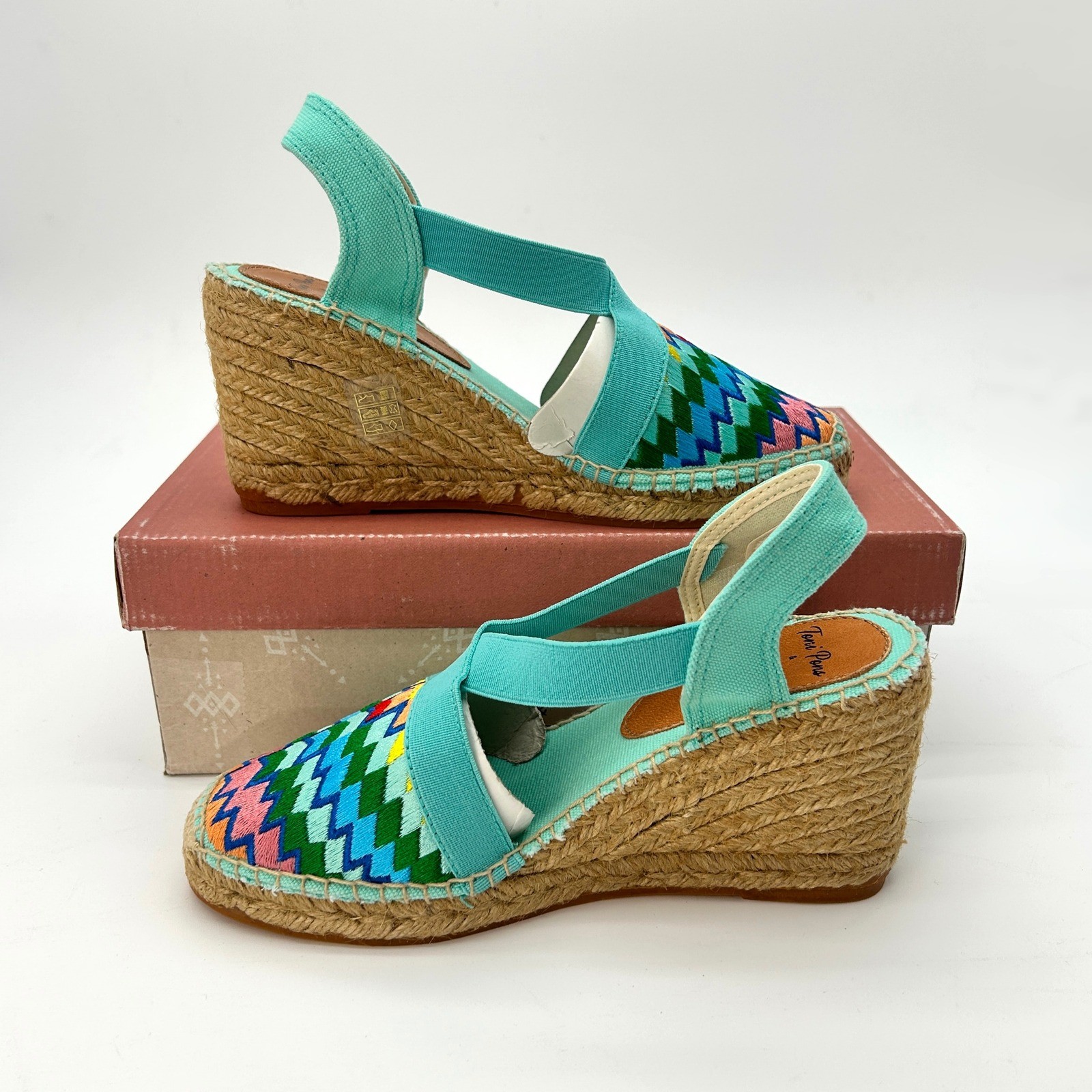 Espadrille Wedge Toni Pons Gardenia Womens Sz. 7.5 EU 38 Rainbow Embroidered NEW