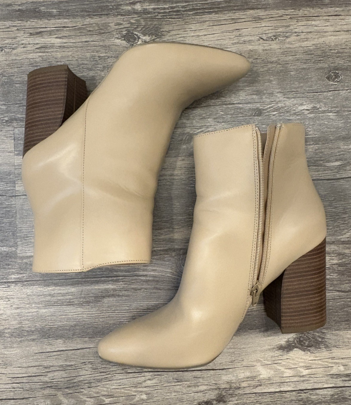 SUGAR Women’s Beige Block Heel Booties – Size 8.5