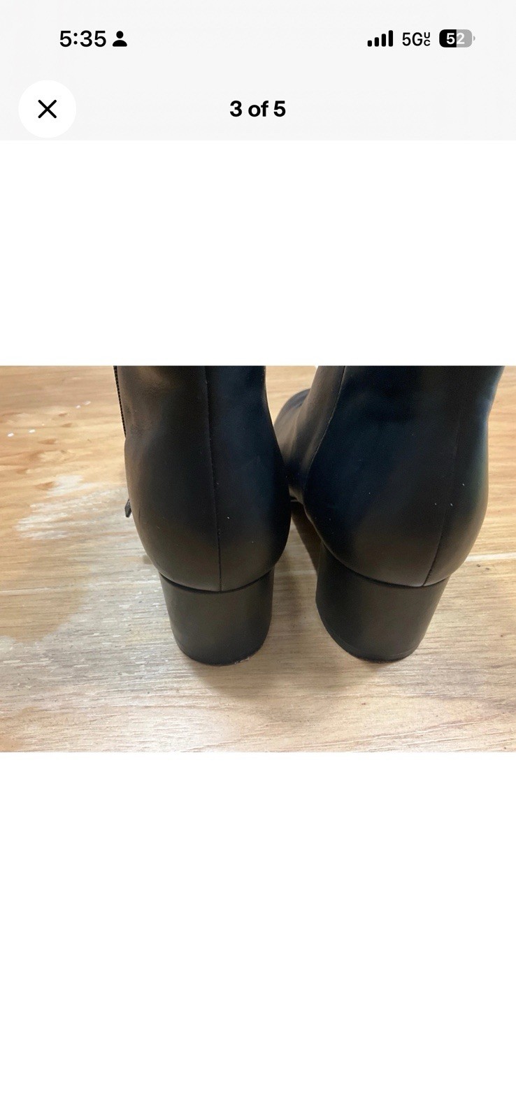 Via Spiga Black Leather Ankle Bootie Zip Square Toe US 8.5 EU 38.5