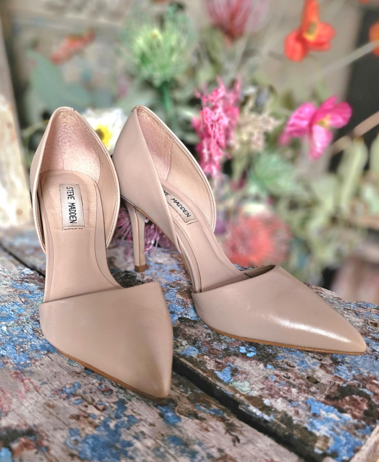 STEVE MADDEN Nude Beige Stilletto Closed Pointed Toe Heels Pumps SIZE AU 6.5 EUC