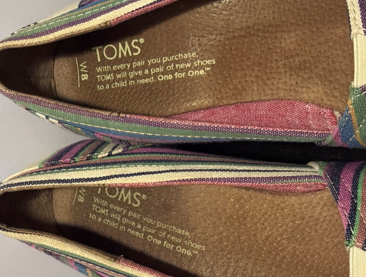 TOMS Wedge Mid (2-2.9 in) Heel W8 Espadrille Striped Multicolor Canvas Sandals