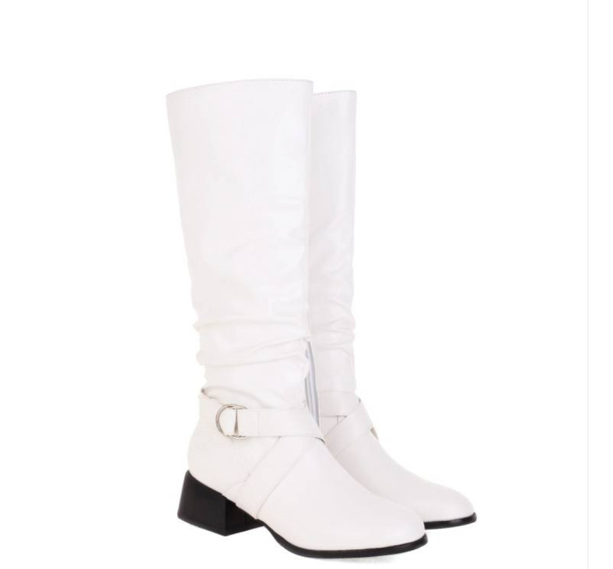 Chic Womens Faux Leather Knee High Boots Casual Dress Party Club Round Toe Shoes