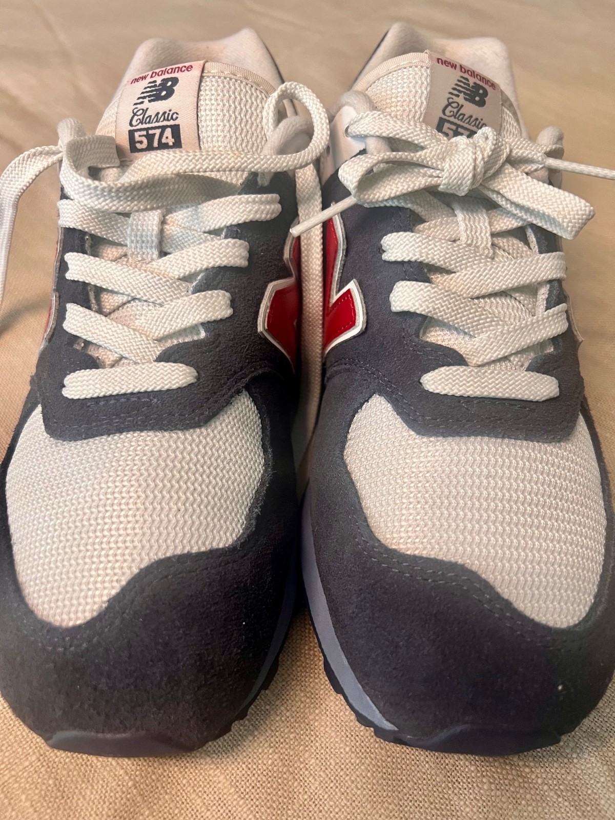 New Balance 574 Core Plus sneakers Womens 8, Boys 6. EUC Navy Red