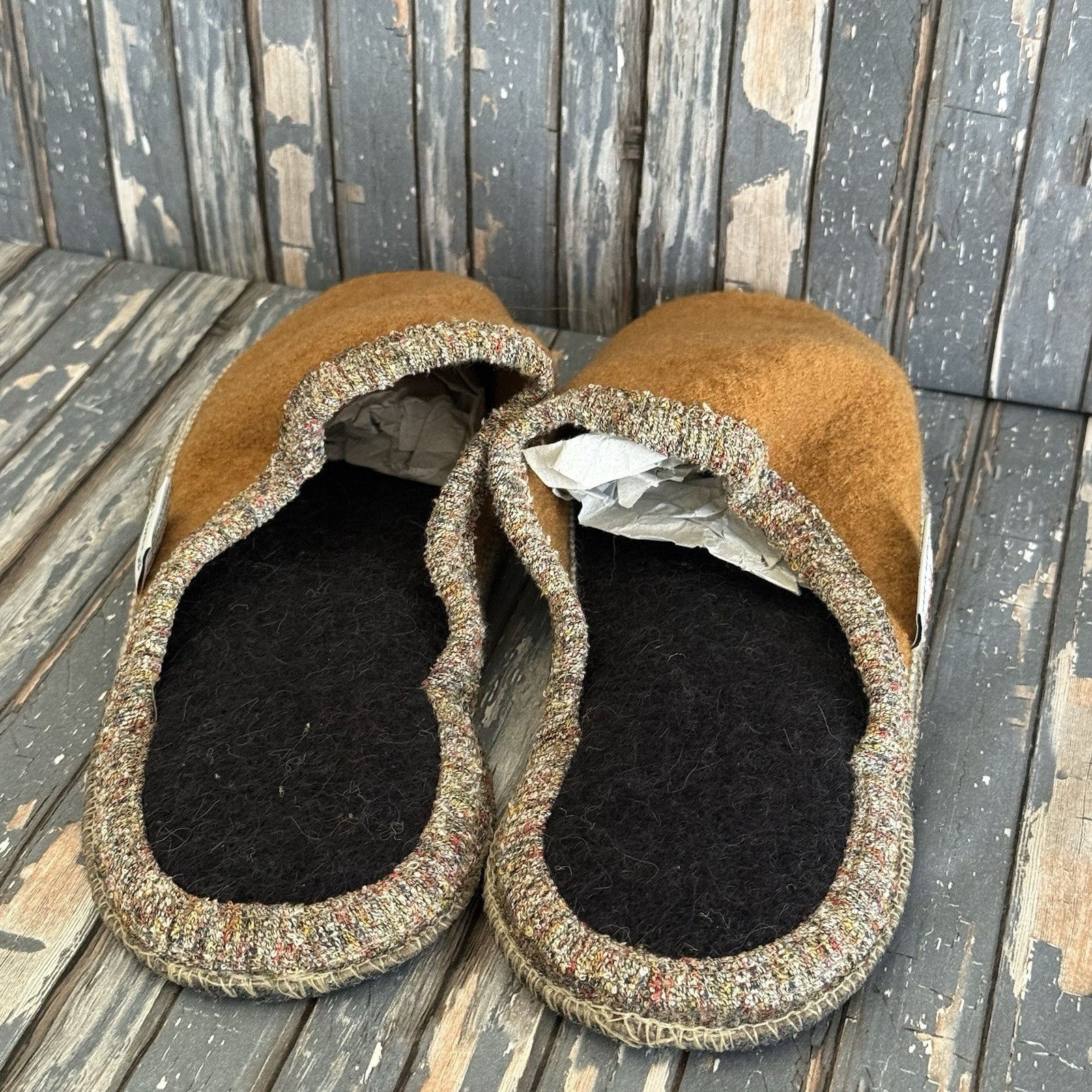 Wesenjak Tirol 100% Boiled Wool Slippers Brown Austria Size 42 US 10.5