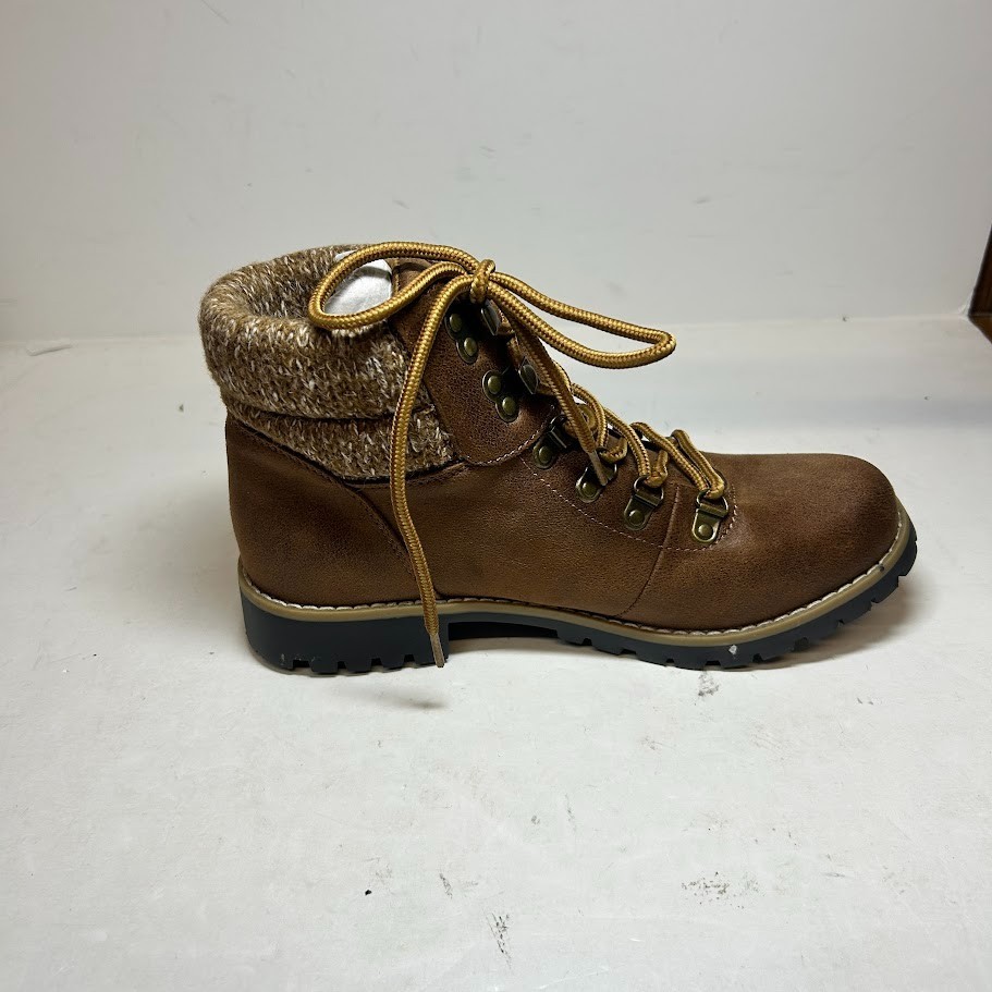 Cliffs Womens 7.5 M Cognac Suedette Sweater Pathfield Lace Up Boots NIB LV2