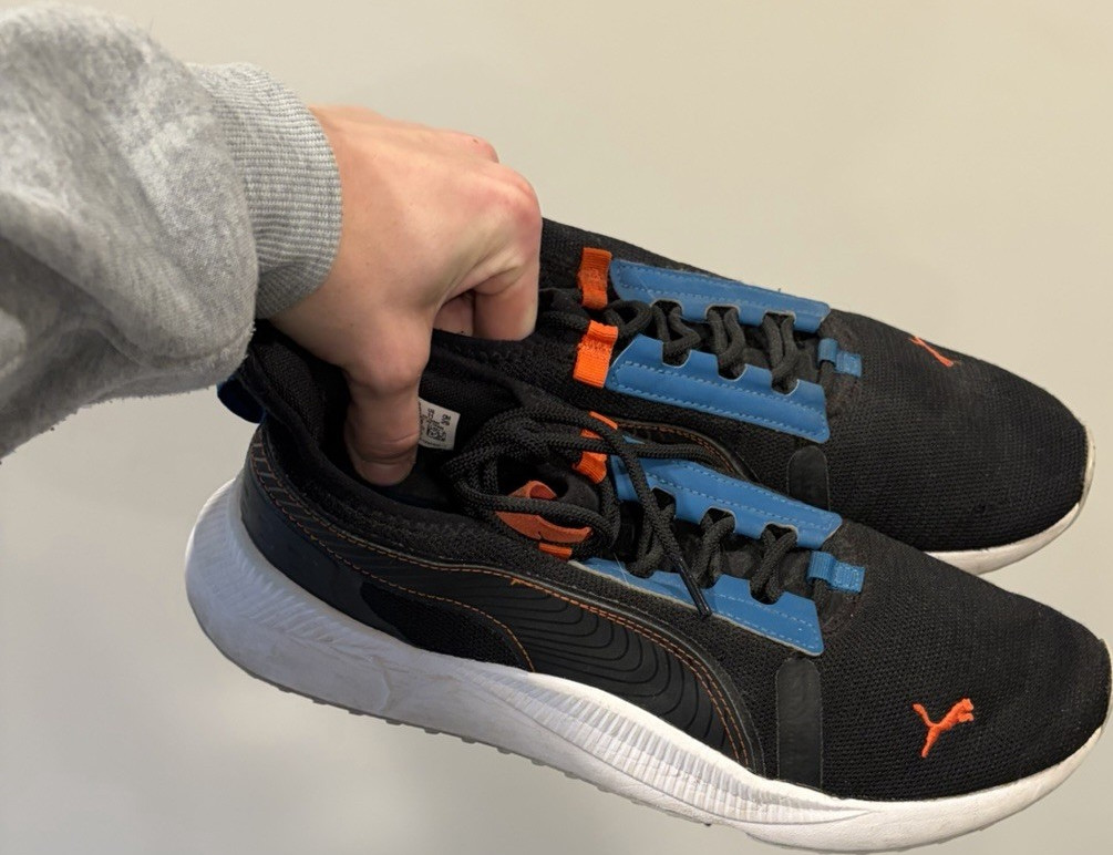 PUMA Men’s Low Top Lace-Up Athletic Sneakers Black/Blue/Orange Rubber Sole