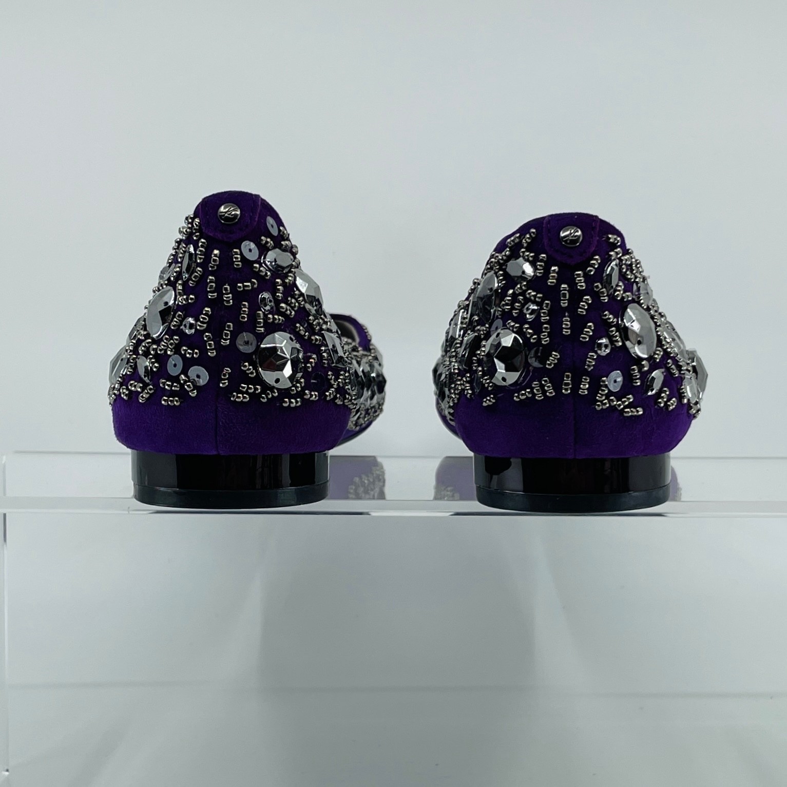 Kenneth Cole 9.5 Plum Purple Silver Sparkle & Shine Embellished Ballet Flats NEW