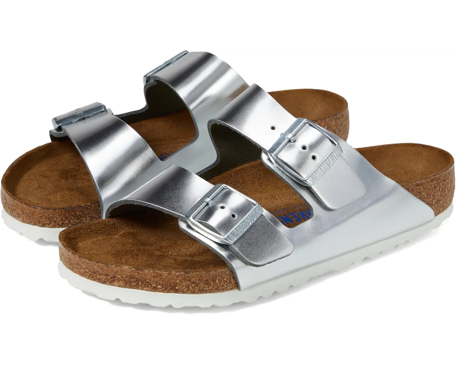 BIRKENSTOCK Arizona SOFT Footbed SILVER Metallic Leather 10 10.5 41 Reg Sandals