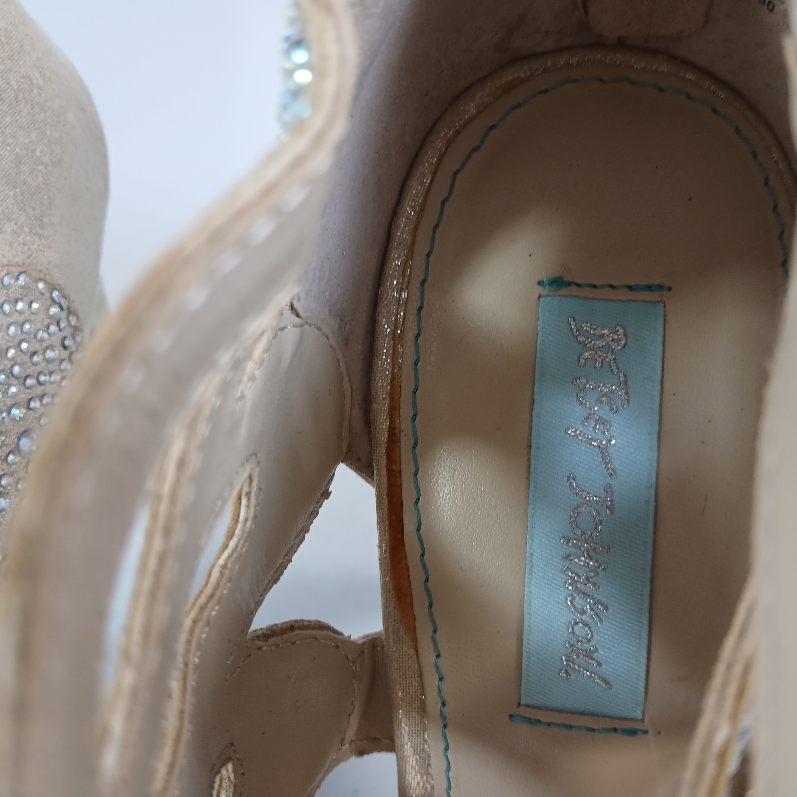 Blue By Betsey Johnson Nola Silver Crystal Bridal Stiletto Heels Open Toe 9.5 M