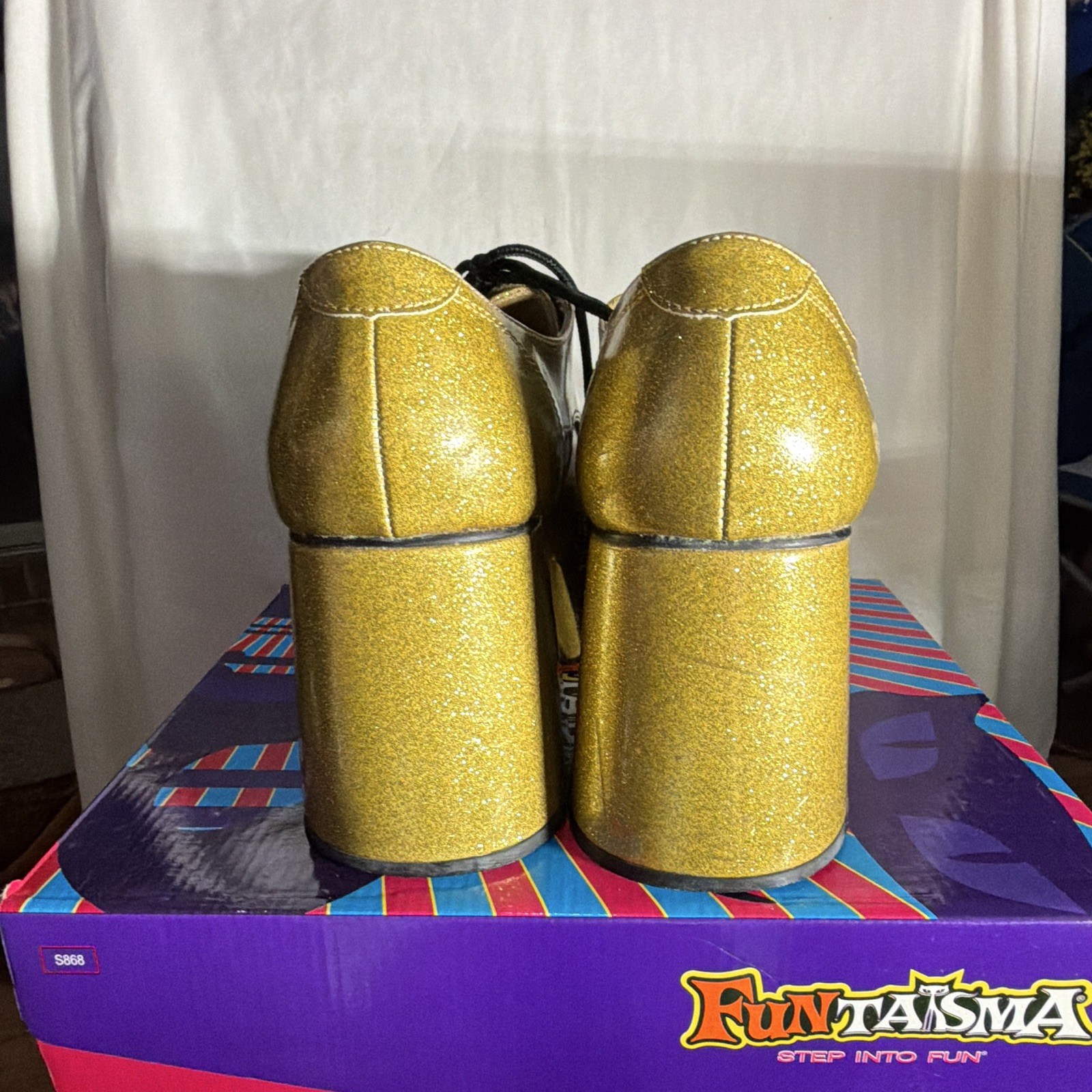 Pristine Boxed Funtasma Gold Glitter Chunky Oxford JAZZ-02G Men M Women 10 11