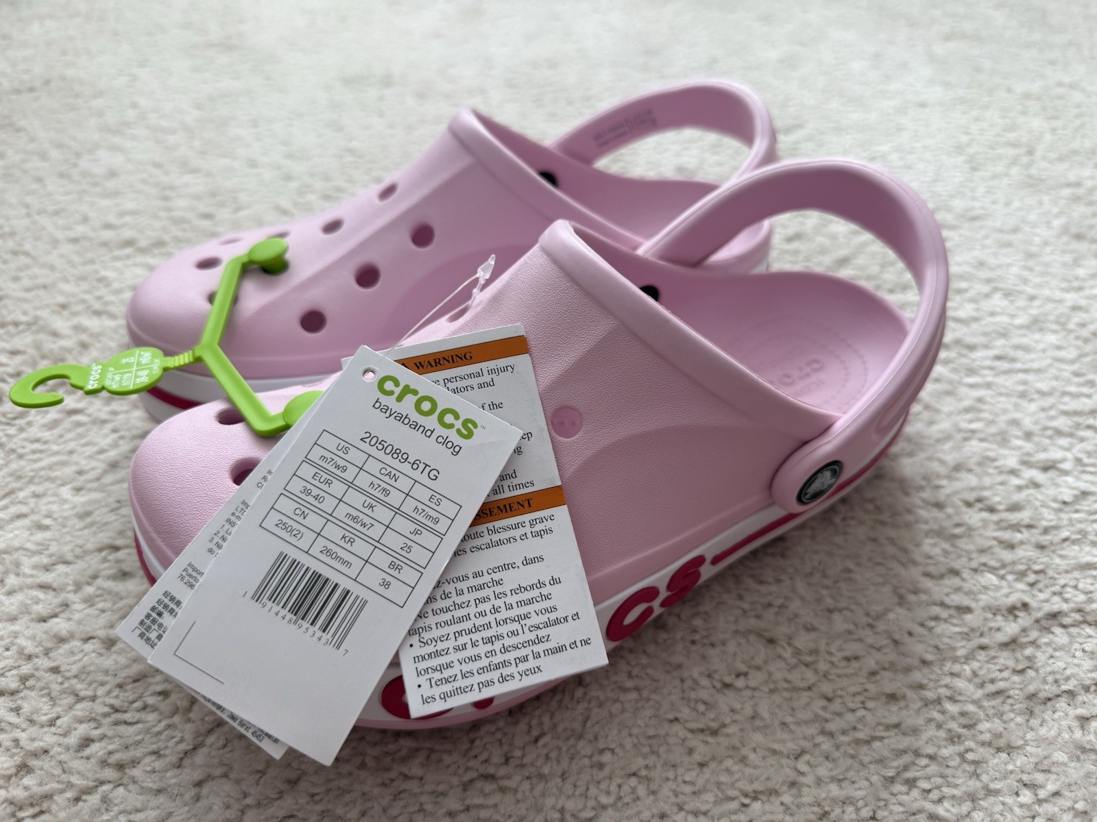 New CROCS Women’s BAYABAND CLOG 205089-6TG PINK SANDALS US W9/M7