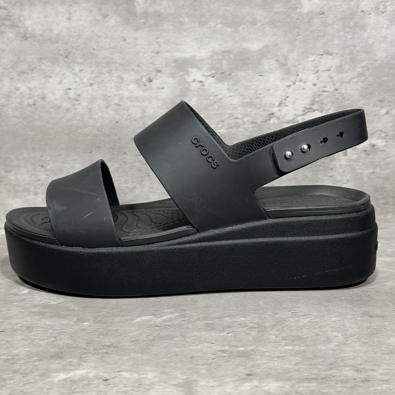 Crocs Brooklyn Platform Matlite Black Open Toe Adjustable Strap Women’s Size 8