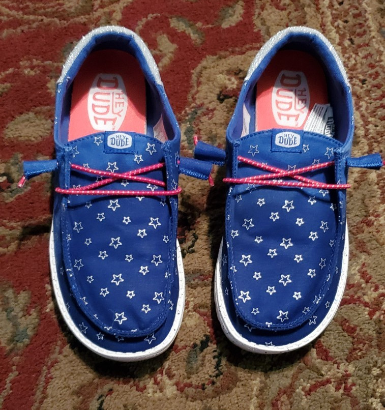 Hey dude Womens American Stars bling U.S. size 8 Red White N Blue slip ons