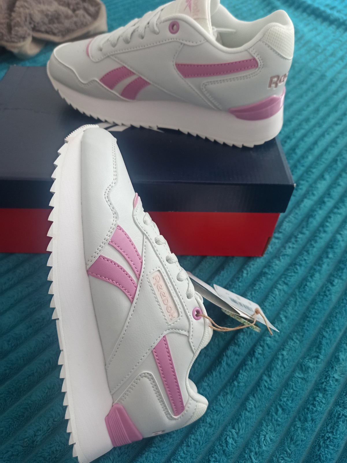 Reebok Glide Ripple Clip Women’s Sneakers White/Pink Size 35 NWT