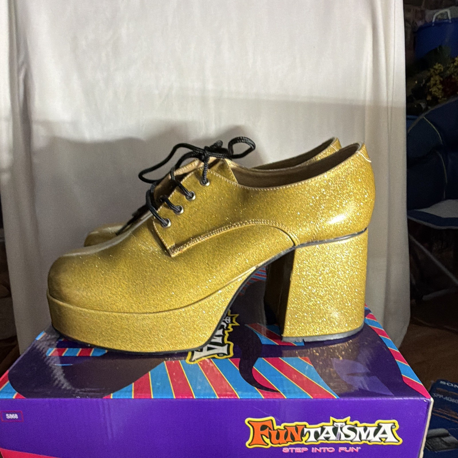 Pristine Boxed Funtasma Gold Glitter Chunky Oxford JAZZ-02G Men M Women 10 11