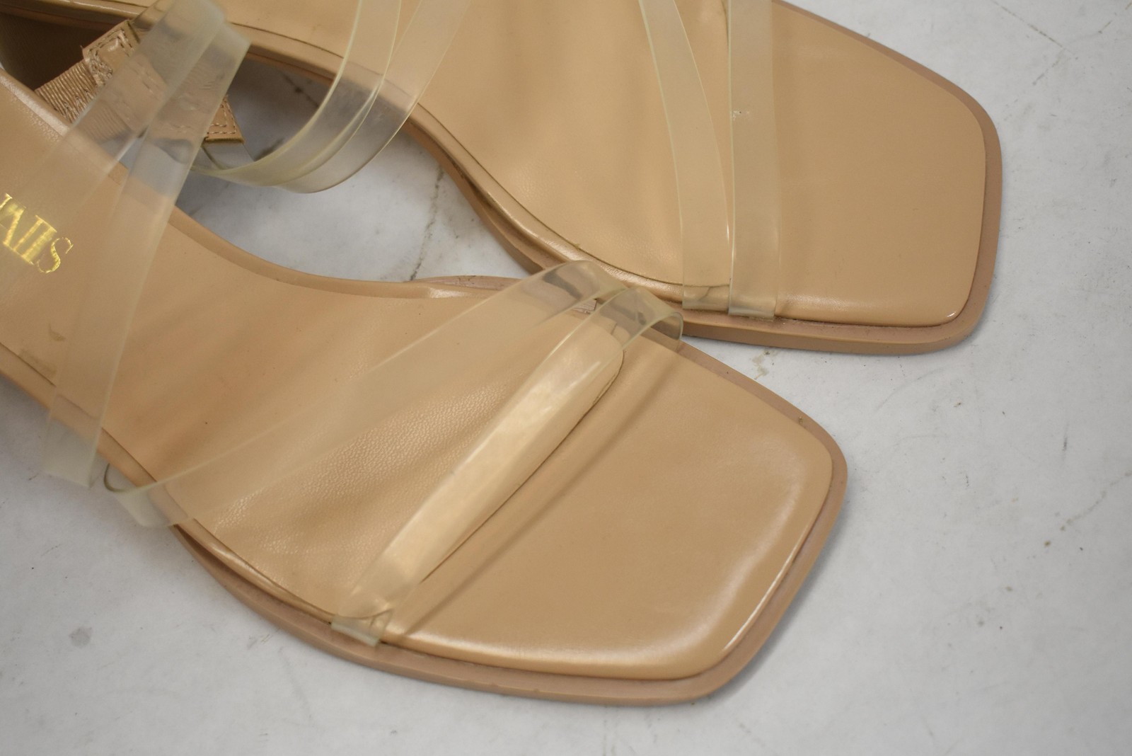 Dream Pairs Sandals Womens Size 8.5 Nude Clear Strap Block Heel Mules Shoes
