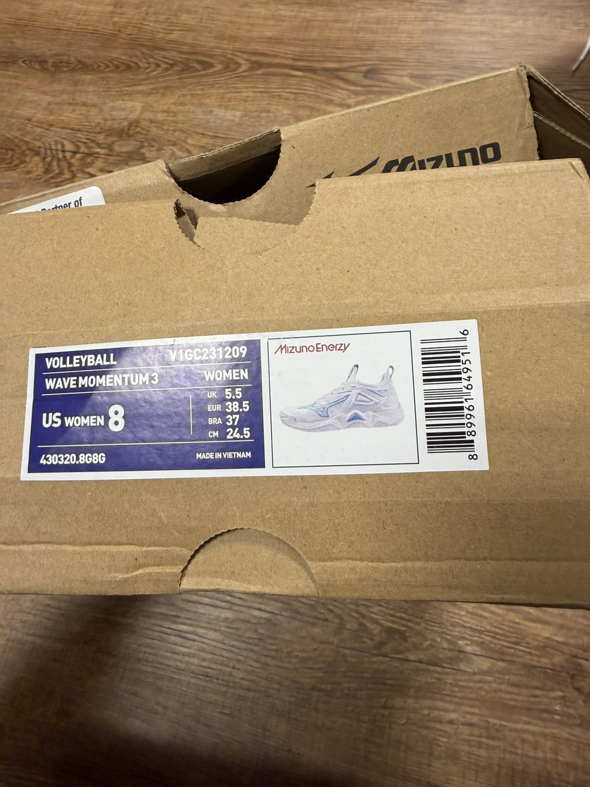 Mizuno Wave Momentum 3 Womens Volleyball Shoes White blue V1GC231208 Size 8