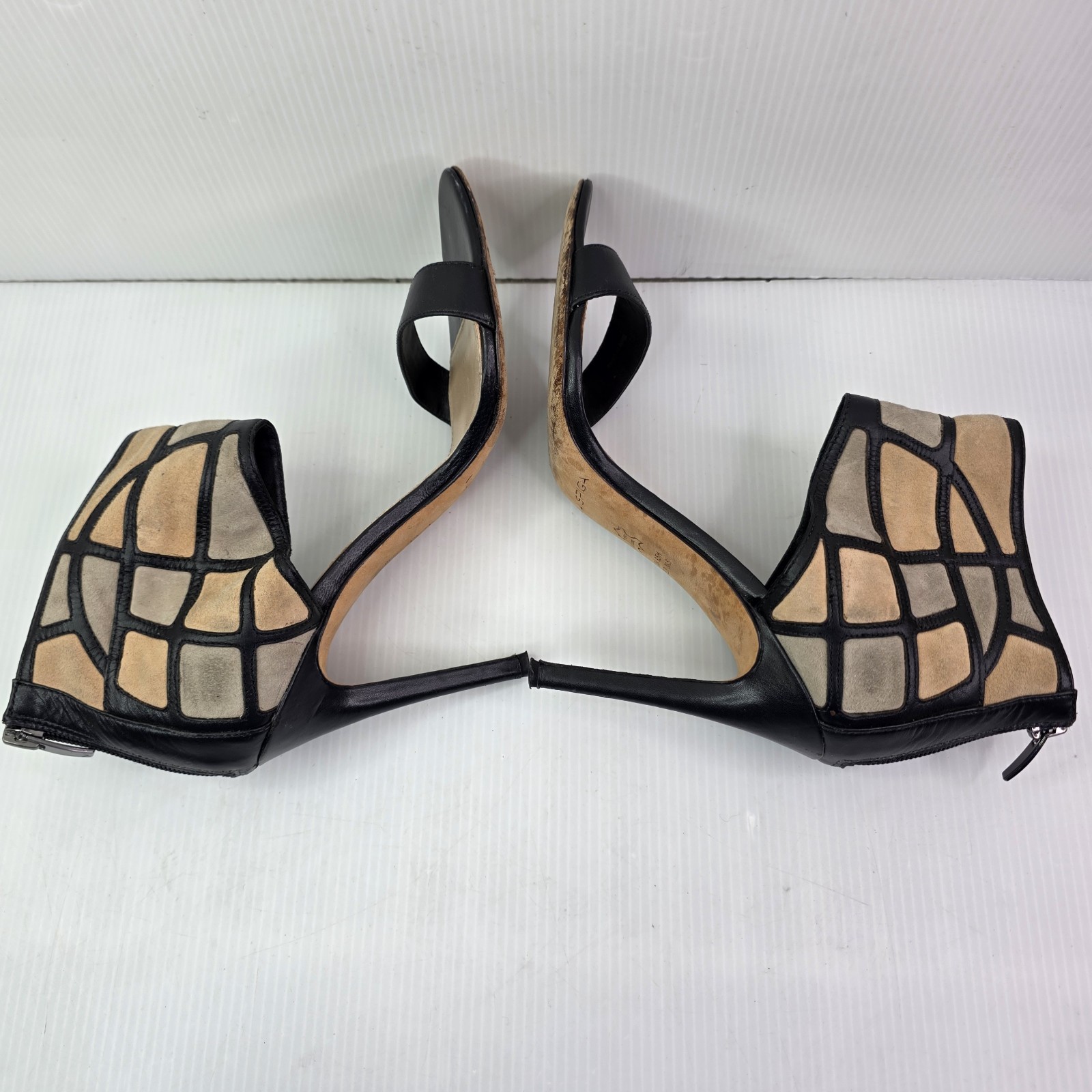 Via Spiga Italy Heels Black Suede Pumps Ankle Strap Zipper Women 8.5 M EUR 39.5