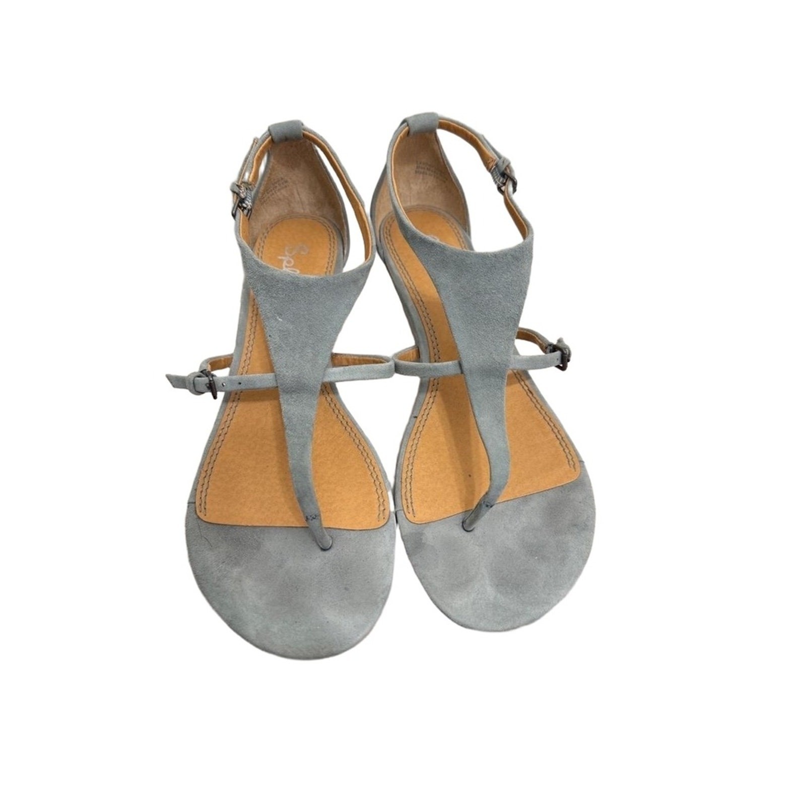 Splendid Sandals Womens 6.5 Light Blue Suede T-Strap Feminine Summer Leather