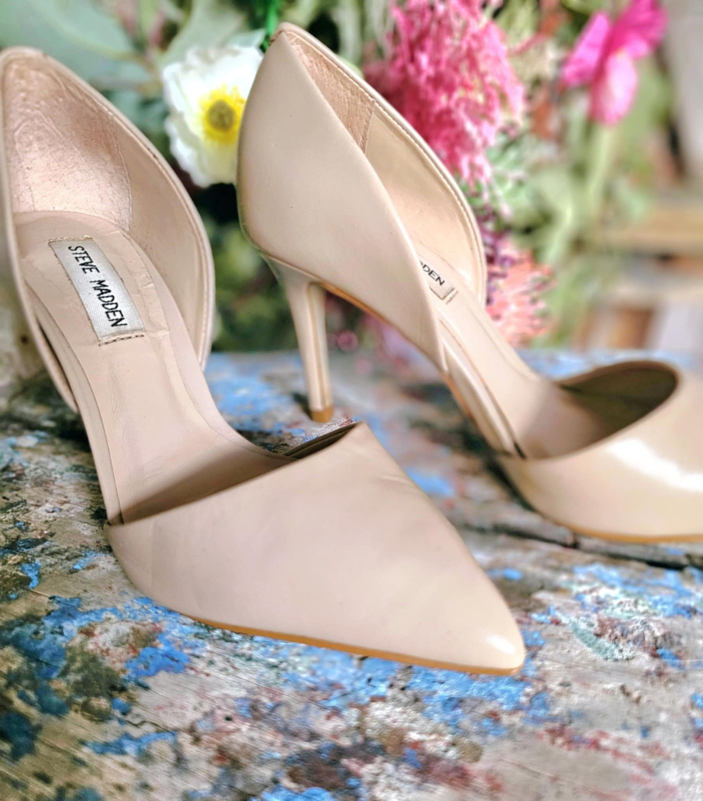 STEVE MADDEN Nude Beige Stilletto Closed Pointed Toe Heels Pumps SIZE AU 6.5 EUC