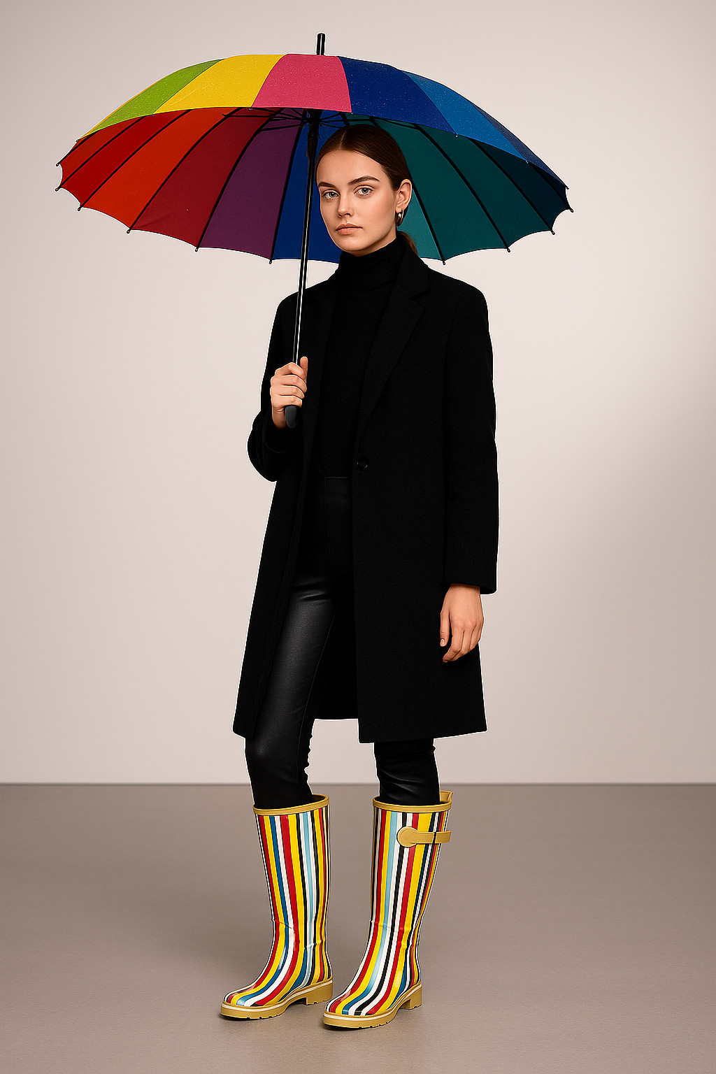 Tamara Henriques wellies multicoloured striped size 39 • rain boots lined