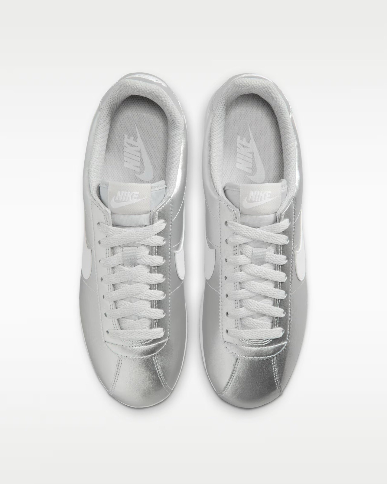 Nike Cortez Metallic Silver Grey White Lace Up Sneakers IR0042-001 Women’s Sizes
