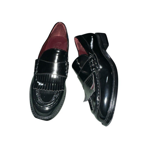NEW FRANCO SARTO Women’s Alonzo Loafer Color: Black Faux Leather Fringe