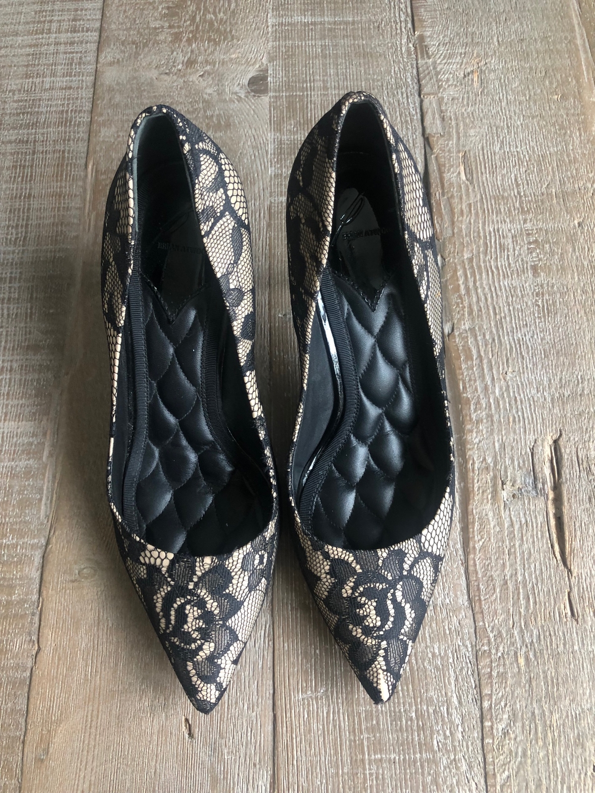 Brian Atwood Lace Pattern Lace Trim Embellishment Pumps Black Size 9