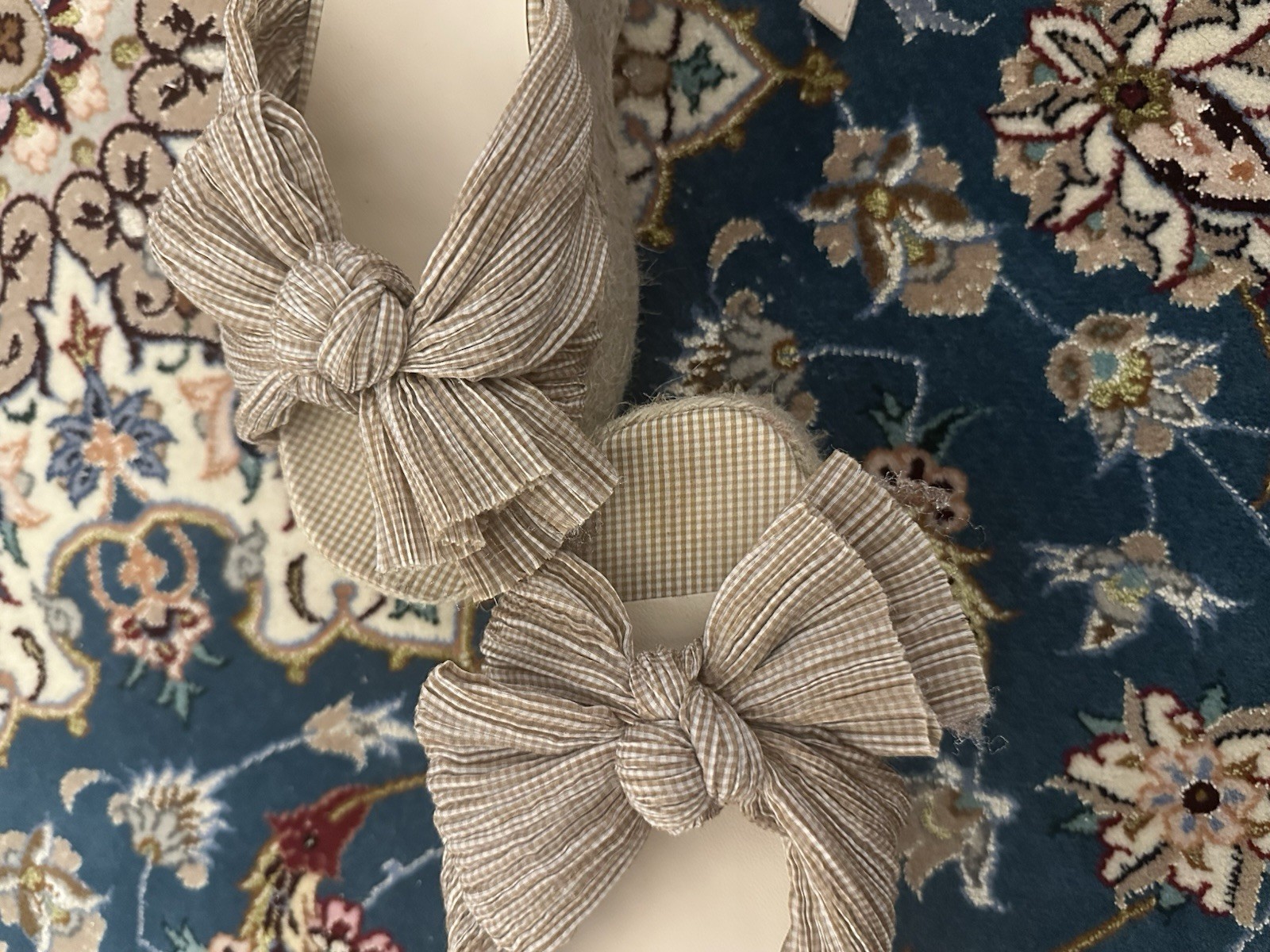 Loeffler Randall Platform Sandals Beige GinghamUS 9 UK 7 EU 40
