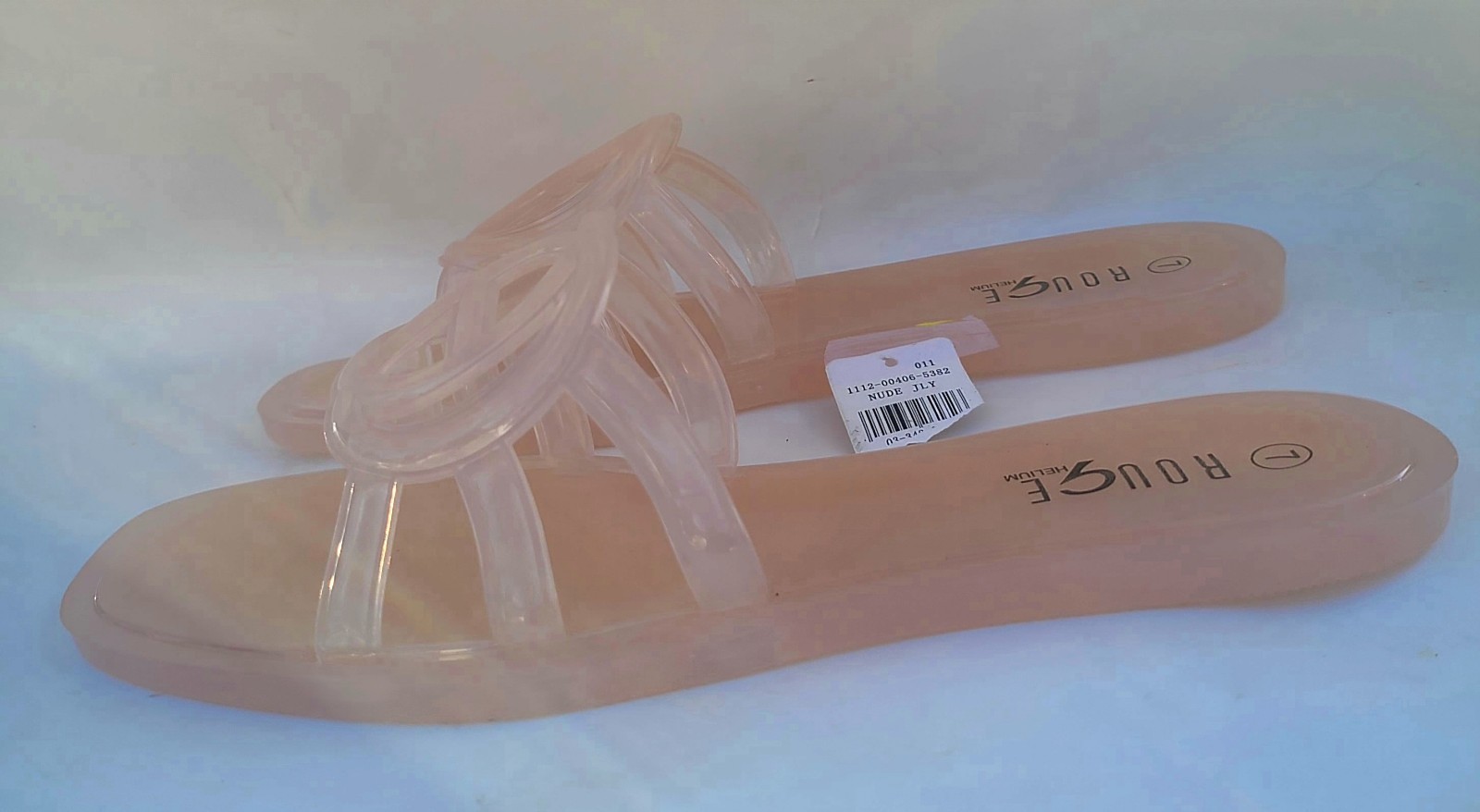 ROUGE Helium Slide Sandals Nude Clear PVC Slip On Flat Solid Women’s 7