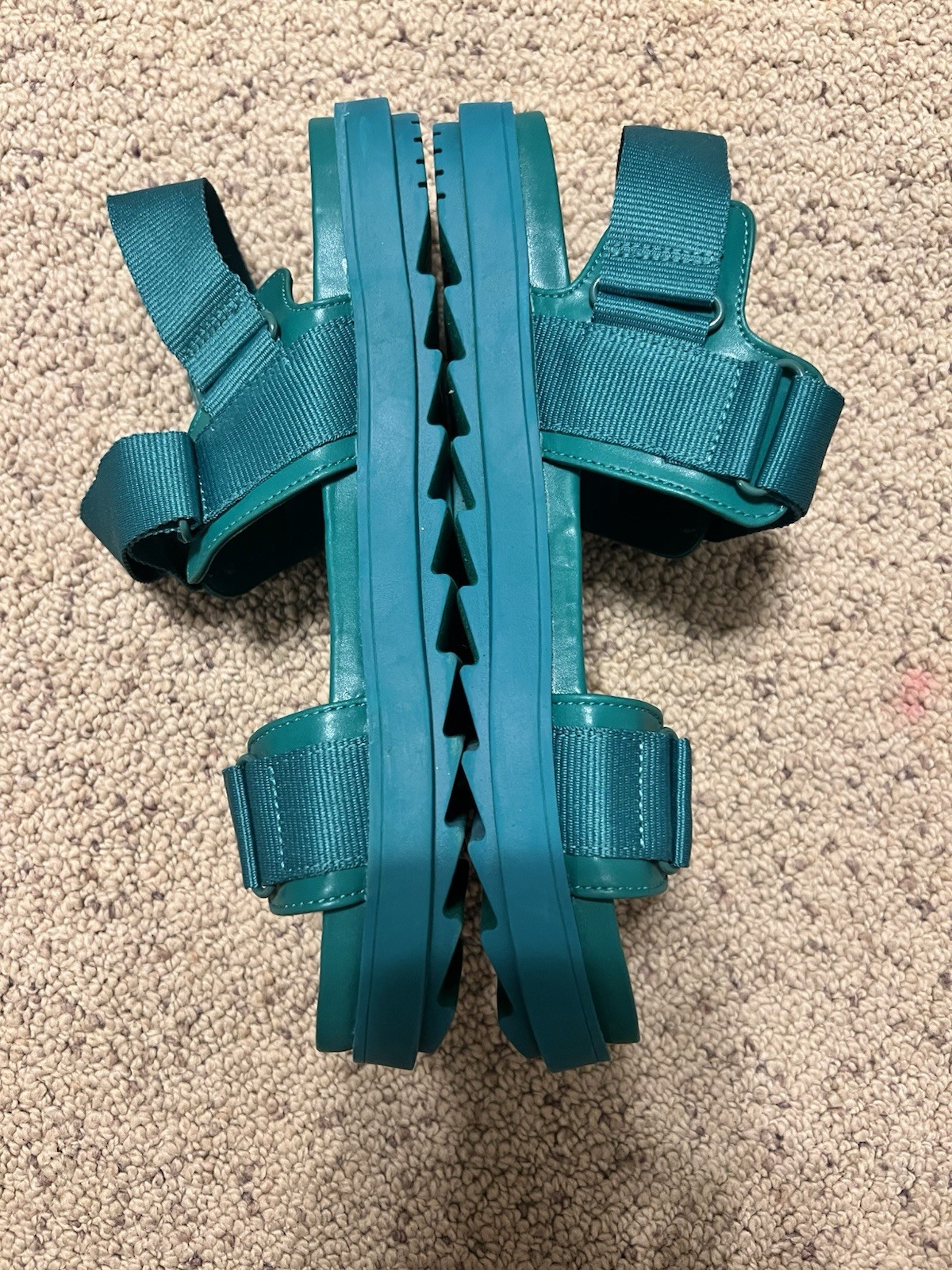 Aerie Green Strappy Sandals Unisex Adults US 10 Hook & Loop Adjustable Buckle