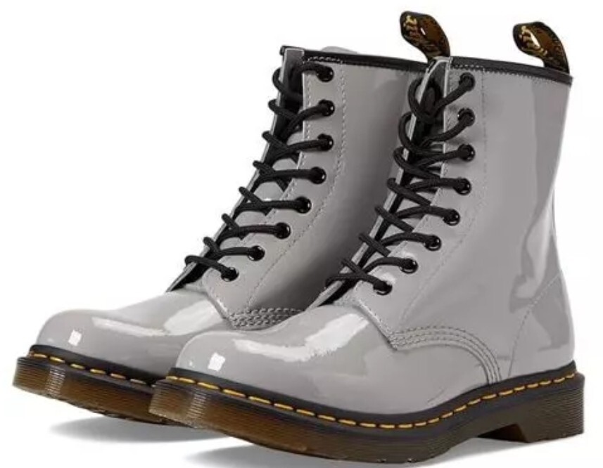 🔥 Dr Martens 1460 Zinc Grey Patent Lamper Boots Women’s US Size 7 NIB