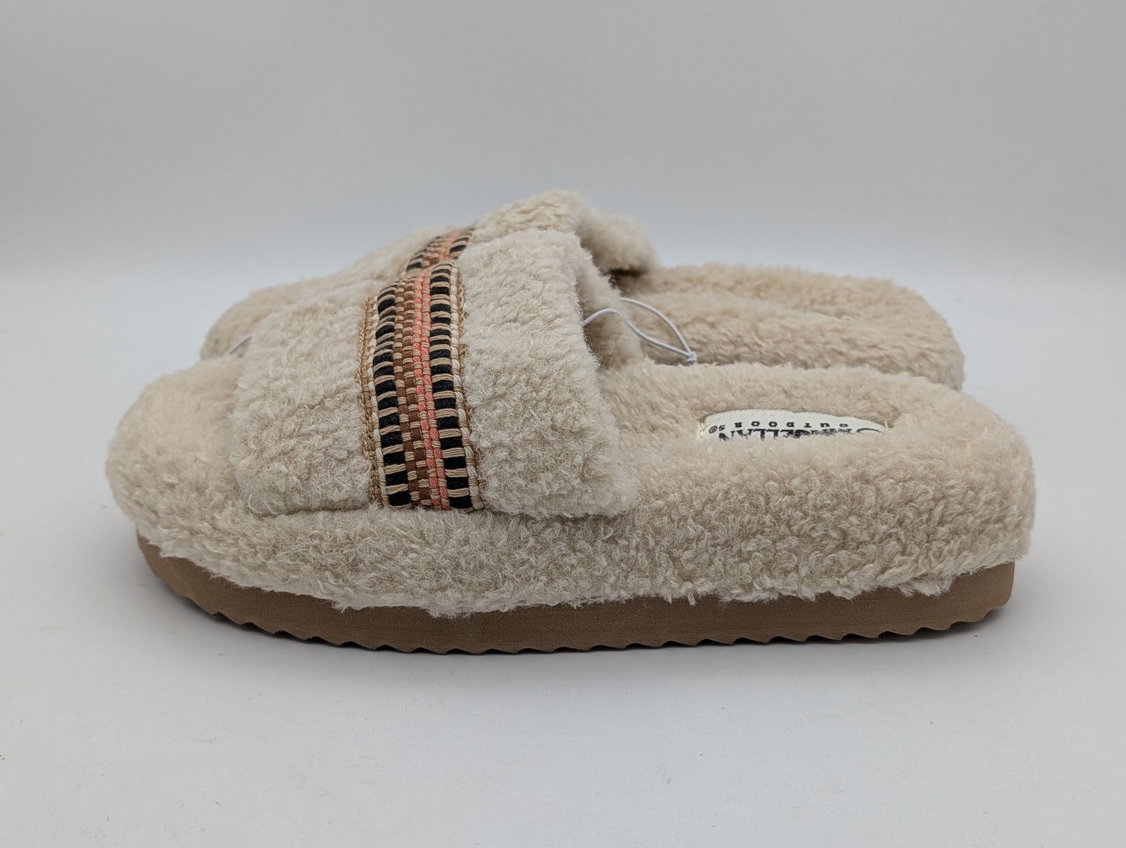 Magellan Outdoors Womens Sherpa Slides Slippers Size 6 Beige Fuzzy Fuzzy House