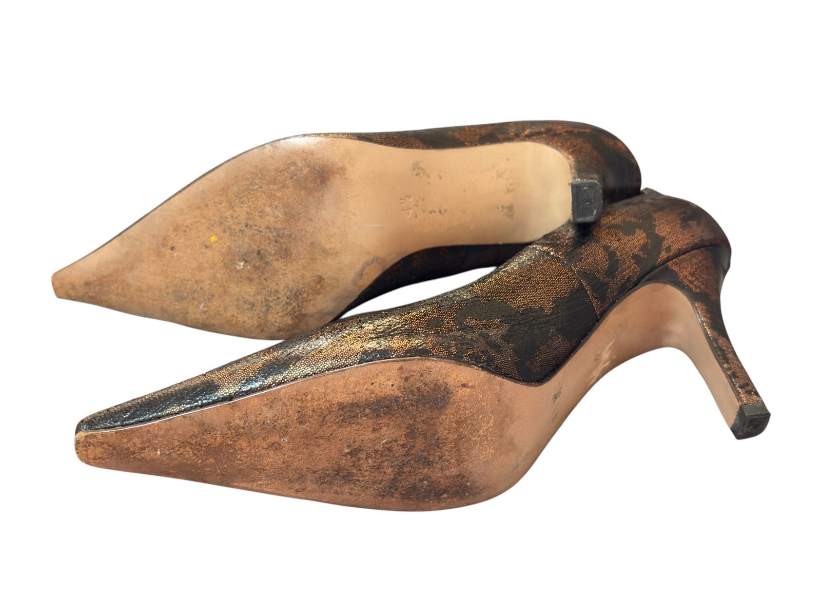 Peter Kaiser Bronze Metallic Floral Pointed Toe Pumps Heels UK 4.5 EU 37.5