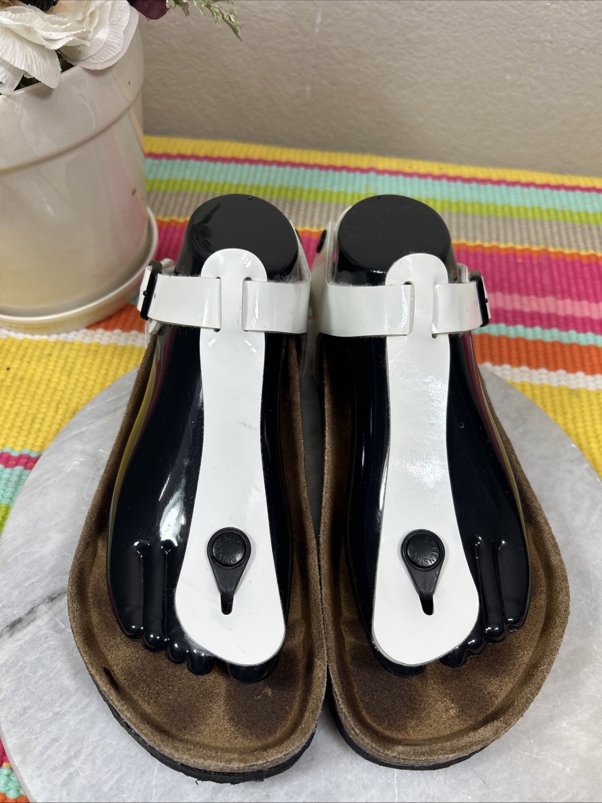 Birkenstock Gizeh White Kairo Thong T Straps Sandals Women’s Size EU 39 US 8/8.5