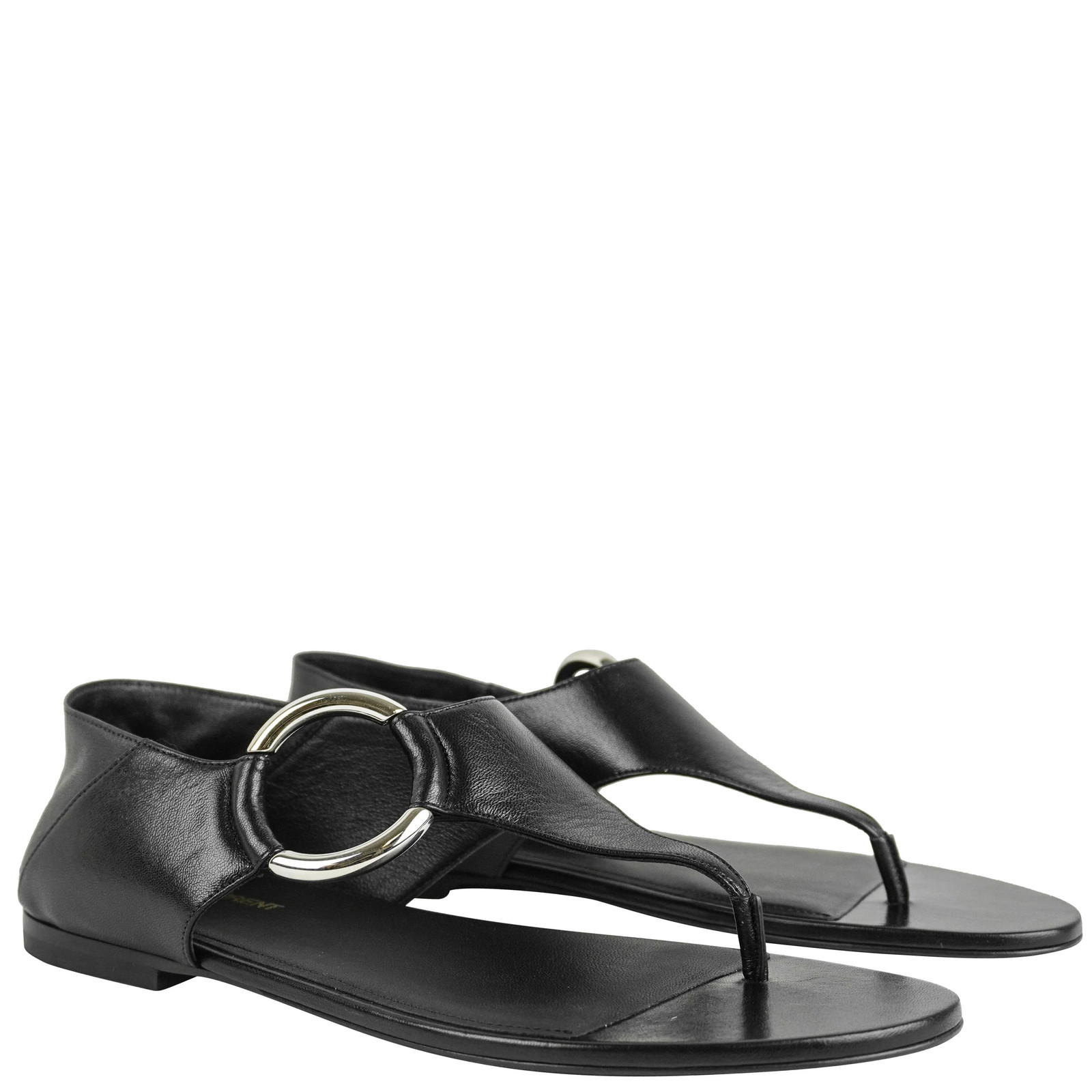 Saint Laurent Ring Sandals in Black