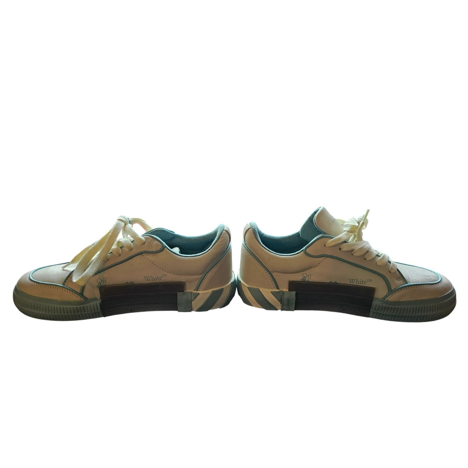 Off-White Low Vulcanized Leather Sneakers White Light Blue IT 36 Womens Shoes