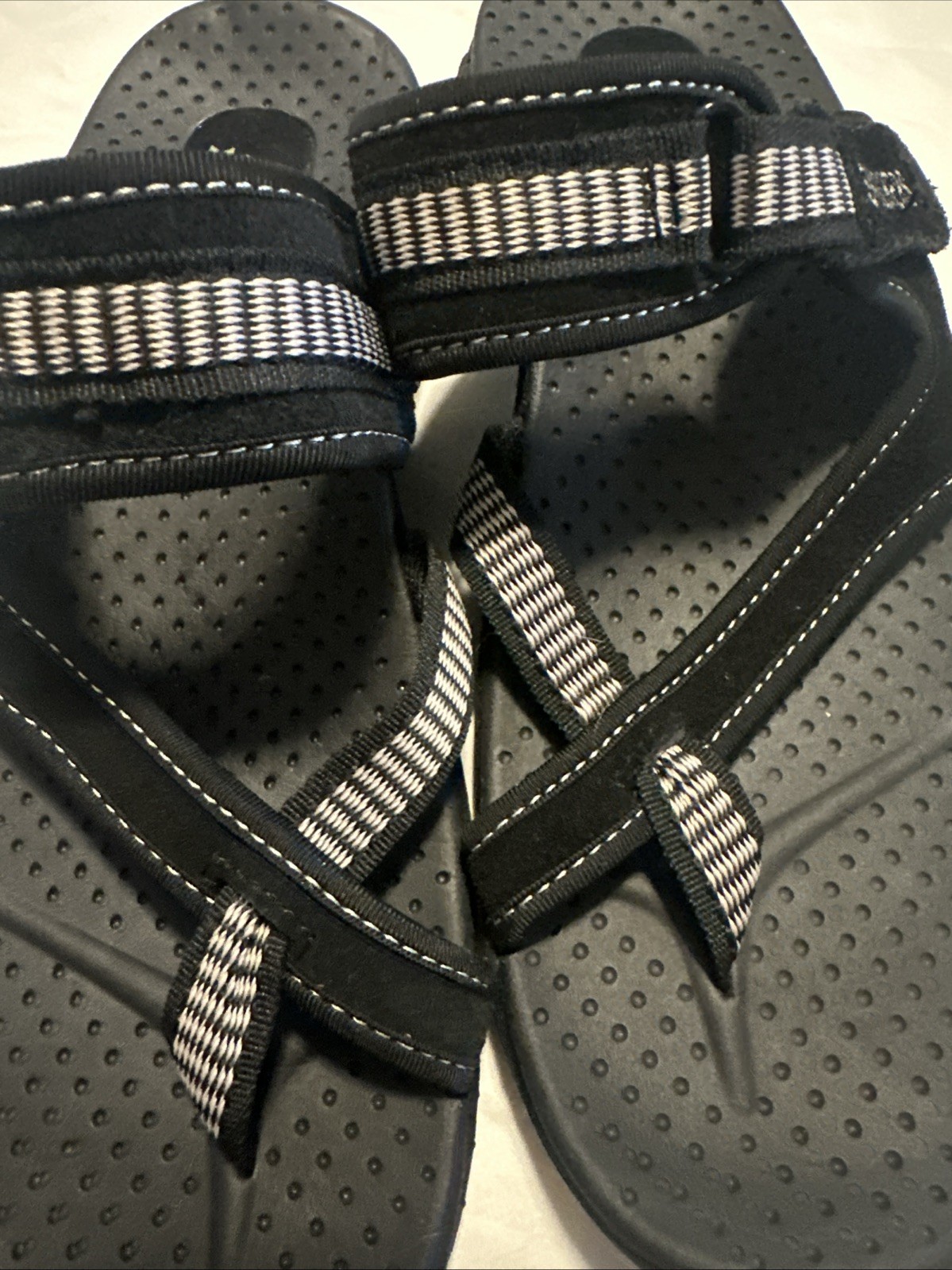 Sketchers Outdoor Women’s Strappy Sandals Black White Size 9 Leather/Textile