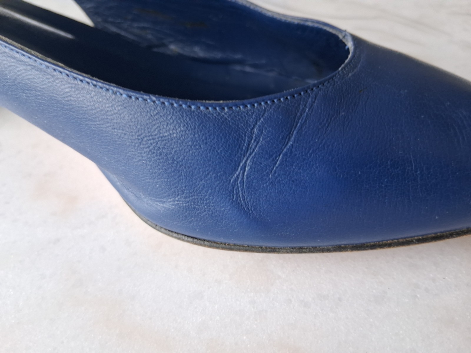 Nickels VTG Italian Leather Shoes 2.5 in. Heels Royal Blue Sz 10 B Cut Out Sides